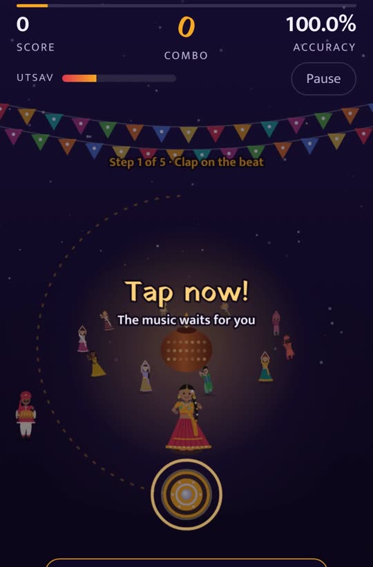 A guided lesson prompting the player to tap now
