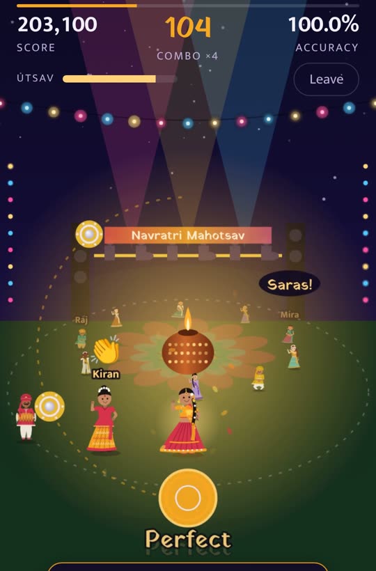 A group dance at the Navratri Mahotsav stage