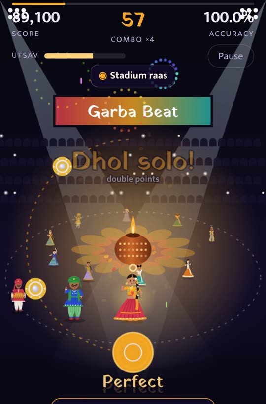 A dhol solo in the stadium with spotlights
