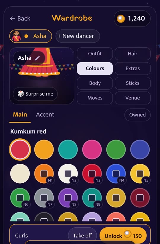 Choosing colours for an outfit, starting with kumkum red